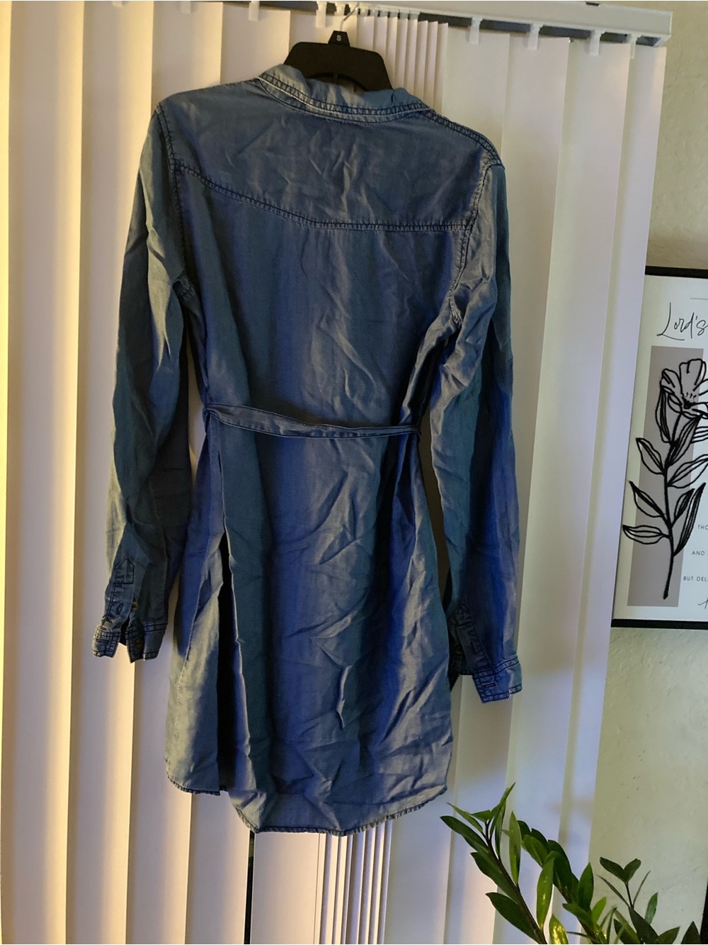 Blue Asphalt Chambray Long-Sleeve Shirt Dress in Blue